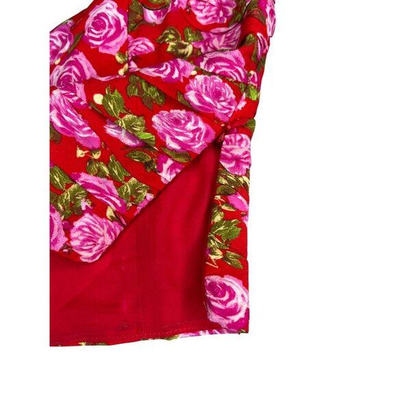 Zara Floral Long Sleeve Backless Crop Top Red Pink Size Medium - Picture 4 of 13